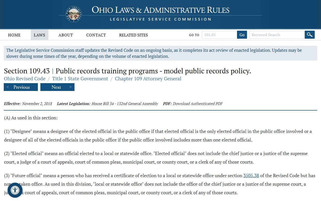 Ohio public records training law behind Lorain County public records policy