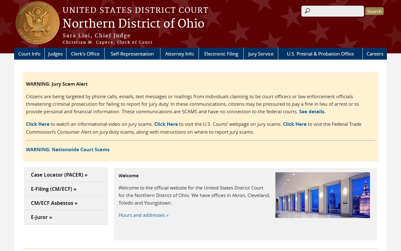 Lorain County federal court records at the Northern District of Ohio District Court
