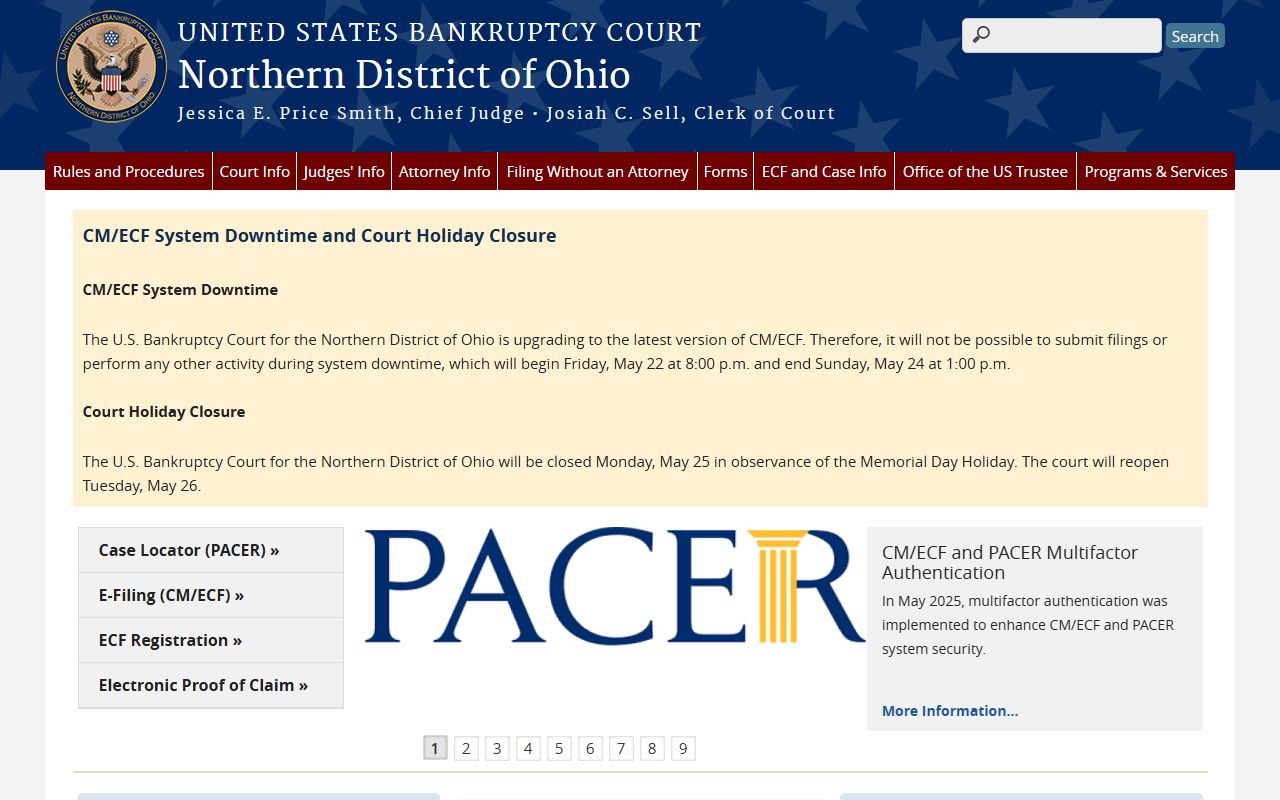 Lorain County federal court records at the Northern District of Ohio Bankruptcy Court