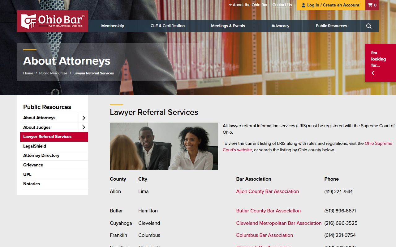 Ohio lawyer referral resource for Lorain County court records help
