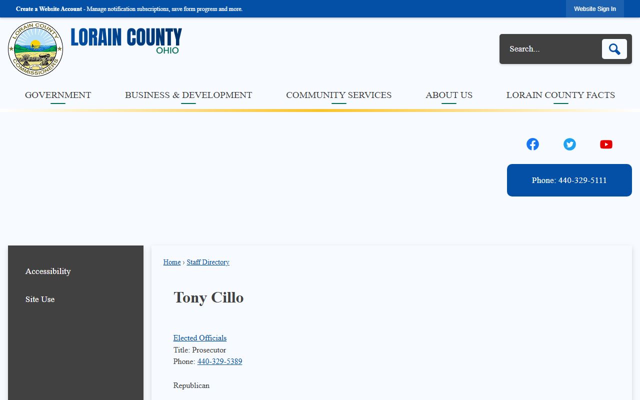 Lorain County Prosecutor directory listing for arrest and criminal records