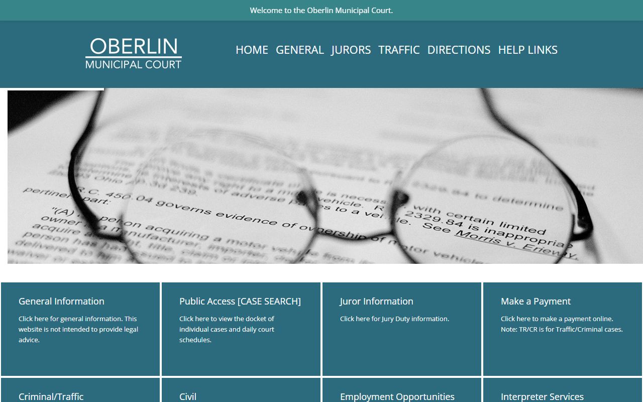 Lorain County Oberlin Municipal Court public access for court dockets and schedules